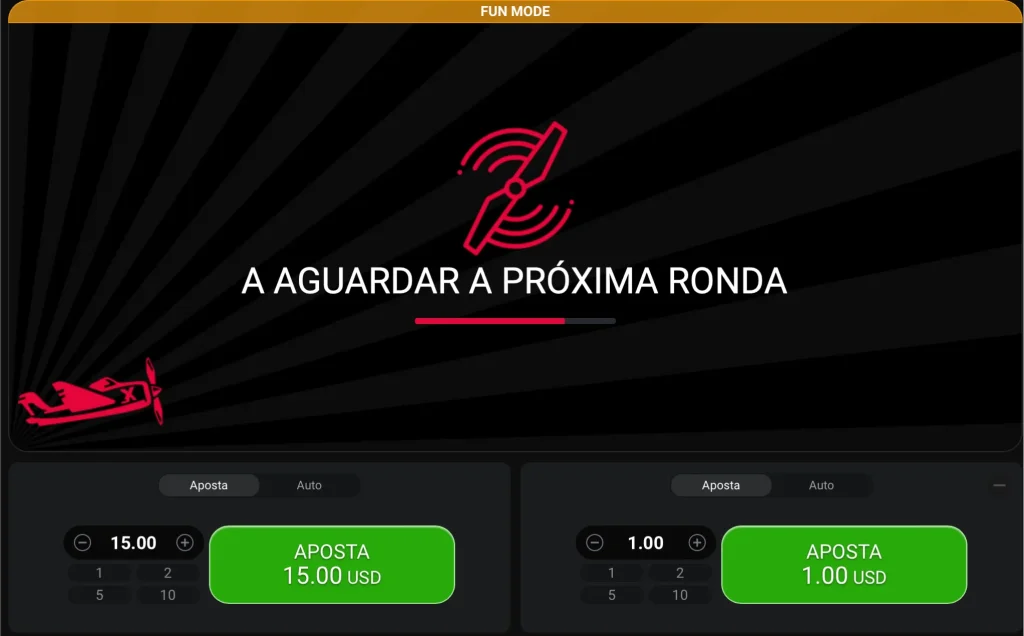 Primeira etapa: Escolha o valor da aposta e aguarde a próxima rodada.