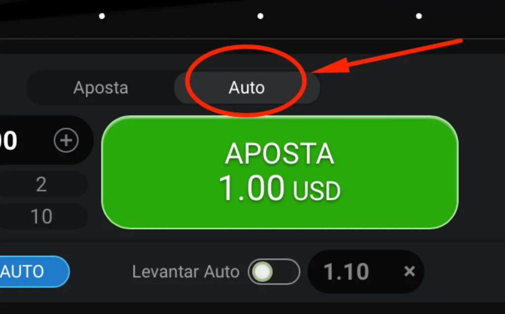 Clique na caixa de seleção "auto" e faça apostas automáticas.