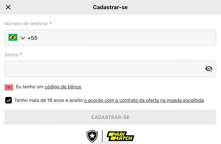 Registre-se com o número de telefone.