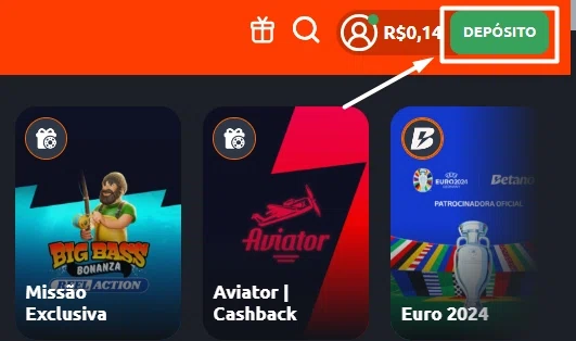 botão de depósito